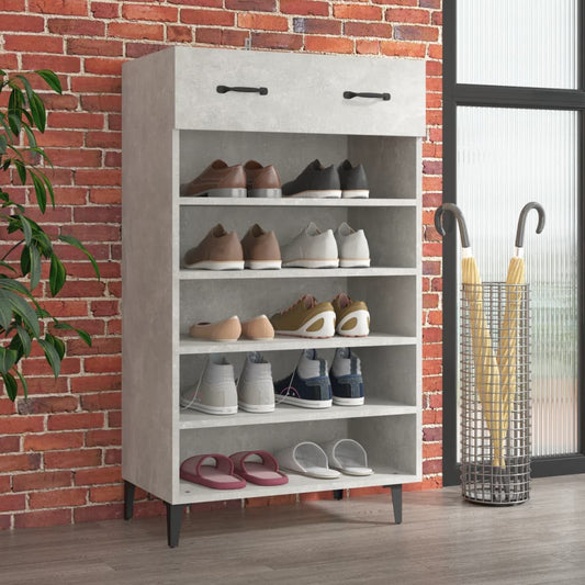 vidaXL Shoe Cabinet Concrete Grey 60x35x105 cm Engineered Wood