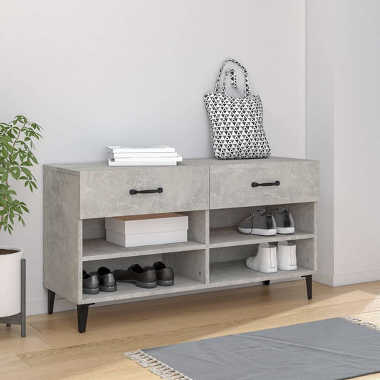vidaXL Shoe Cabinet Concrete Grey 102x35x55 cm Engineered Wood