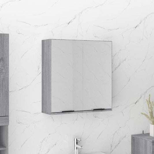 vidaXL Bathroom Mirror Cabinet Grey Sonoma 64x20x67 cm