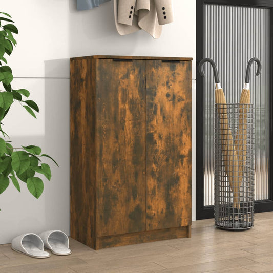 vidaXL Shoe Cabinet Smoked Oak 59x35x100 cm Engineered Wood