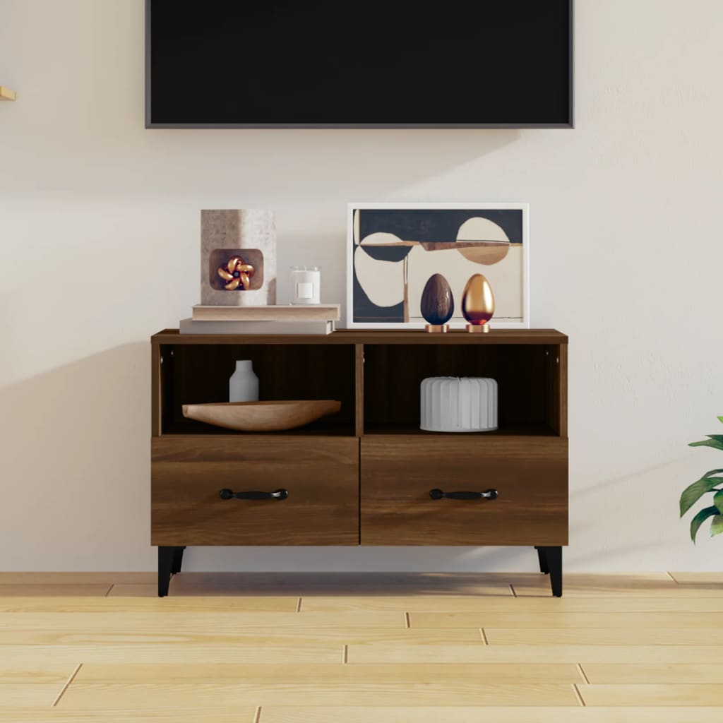 vidaXL TV Cabinet Brown Oak 80x36x50 cm Engineered Wood