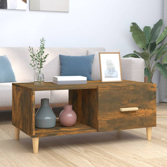vidaXL Coffee Table Smoked Oak 89,5x50x40 cm Engineered Wood