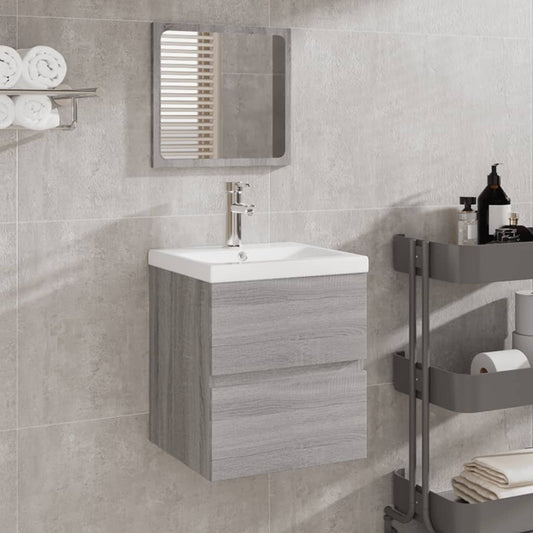 vidaXL Bathroom Cabinet with Mirror Grey Sonoma Engineered Wood