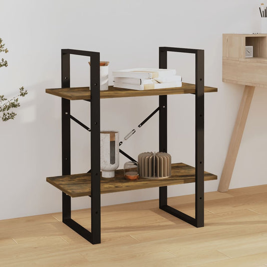 vidaXL 2-Tier Book Cabinet Smoked Oak 60x30x70 cm Engineered Wood