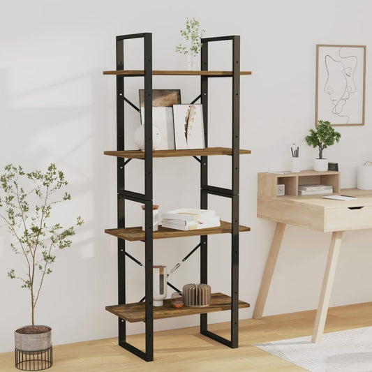 vidaXL 4-Tier Book Cabinet Smoked Oak 60x30x140 cm Engineered Wood