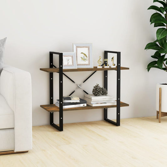 vidaXL 2-Tier Book Cabinet Smoked Oak 80x30x70 cm Engineered Wood