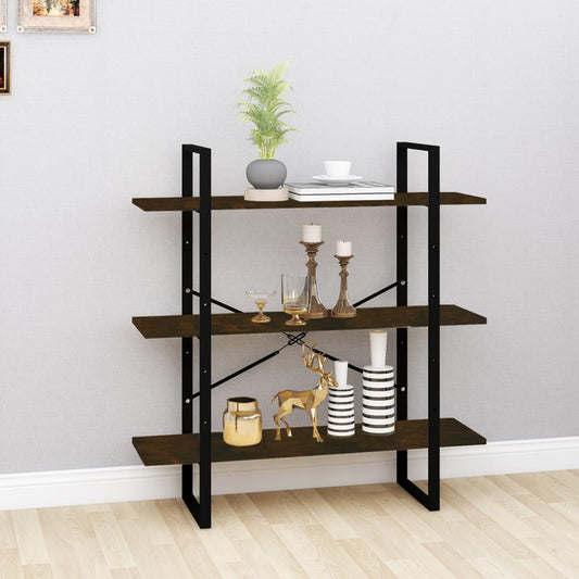 vidaXL Book Cabinet Smoked Oak 100x30x105 cm Engineered Wood