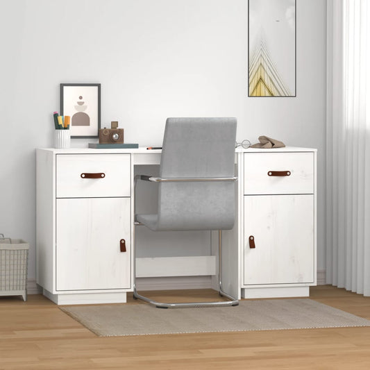 vidaXL Desk with Cabinets White 135x50x75 cm Solid Wood Pine