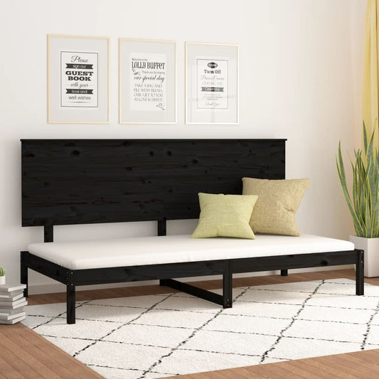vidaXL Day Bed Black 90x200 cm Solid Wood Pine
