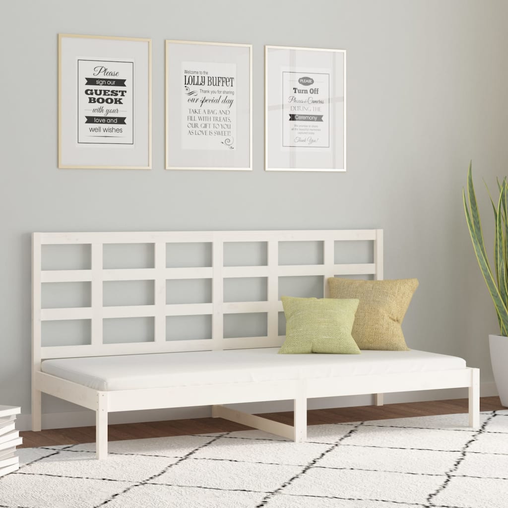 vidaXL Day Bed White 90x200 cm Solid Wood Pine