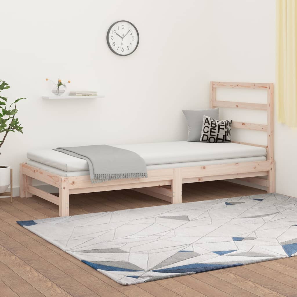 vidaXL Pull-out Day Bed 2x(90x200) cm Solid Wood Pine