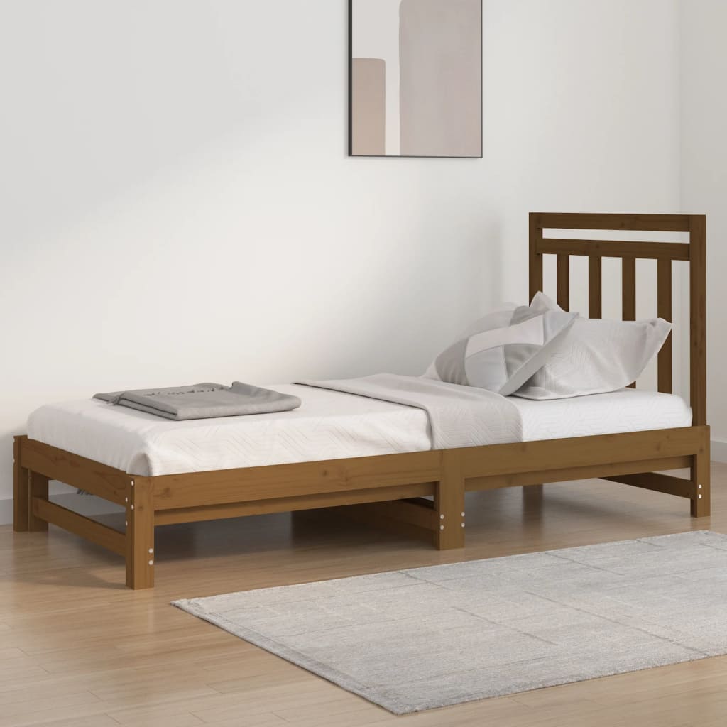 vidaXL Pull-out Day Bed Honey Brown 2x(90x200) cm Solid Wood Pine