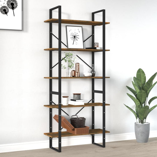 vidaXL 5-Tier Book Cabinet Smoked Oak 80x30x175 cm Engineered Wood