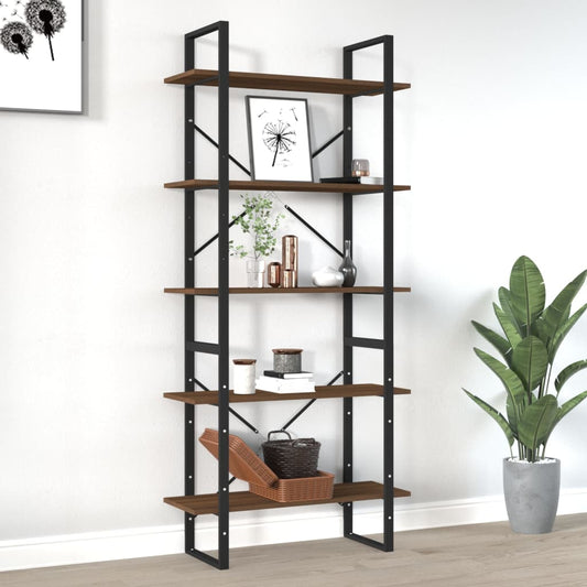 vidaXL 5-Tier Book Cabinet Brown Oak 80x30x175 cm Engineered Wood