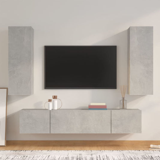 vidaXL 4 Piece TV Cabinet Set Concrete Grey Engineered Wood
