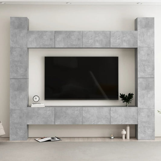 vidaXL 8 Piece TV Cabinet Set Concrete Grey Engineered Wood