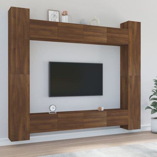 vidaXL 8 Piece TV Cabinet Set Brown Oak Engineered Wood