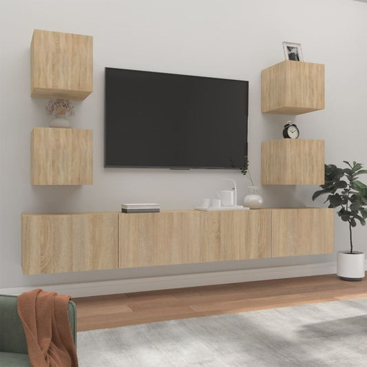 vidaXL 6 Piece TV Cabinet Set Sonoma Oak Engineered Wood