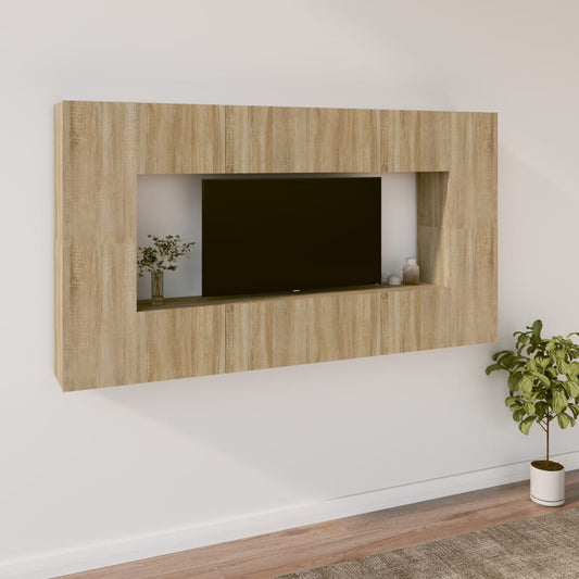 vidaXL 8 Piece TV Cabinet Set Sonoma Oak Engineered Wood