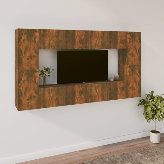 vidaXL 8 Piece TV Cabinet Set Smoked Oak Engineered Wood