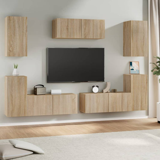 vidaXL 7 Piece TV Cabinet Set Sonoma Oak Engineered Wood