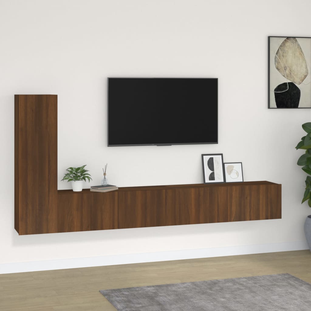 vidaXL 3 Piece TV Cabinet Set Brown Oak Engineered Wood