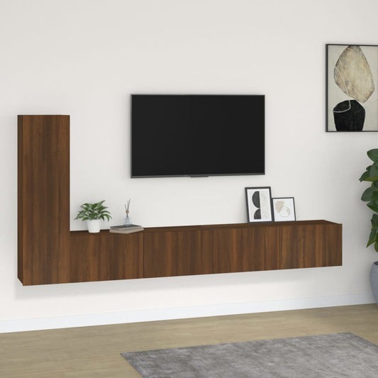 vidaXL 3 Piece TV Cabinet Set Brown Oak Engineered Wood