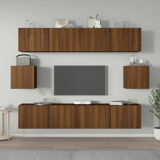 vidaXL 6 Piece TV Cabinet Set Brown Oak Engineered Wood