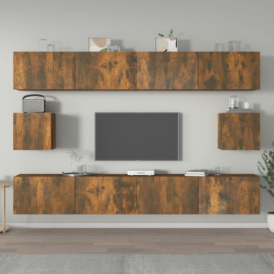 vidaXL 6 Piece TV Cabinet Set Smoked Oak Engineered Wood