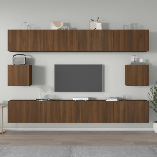 vidaXL 6 Piece TV Cabinet Set Brown Oak Engineered Wood