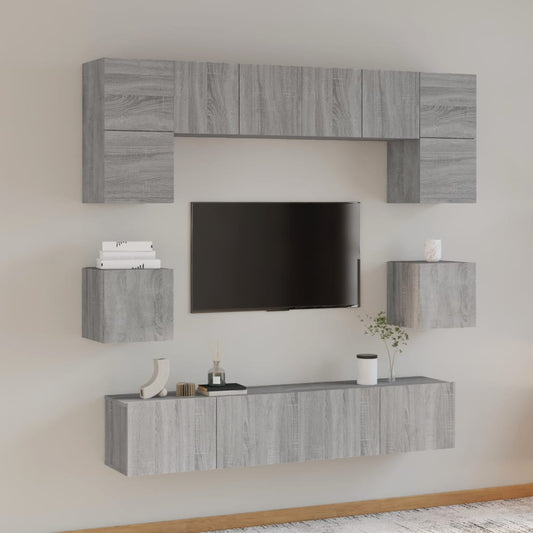 vidaXL 8 Piece TV Cabinet Set Grey Sonoma Engineered Wood