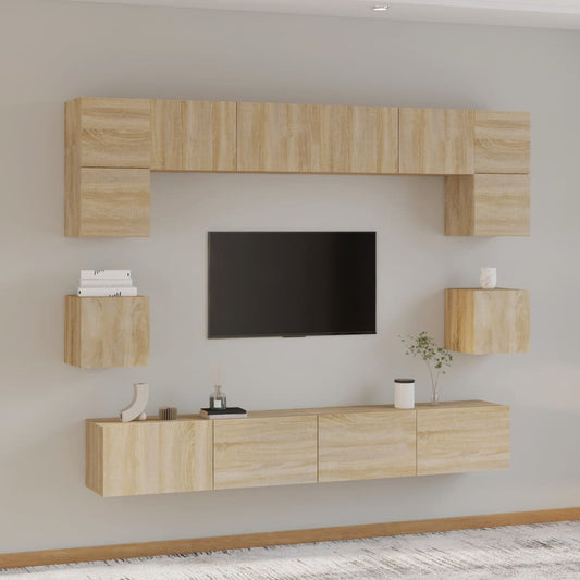 vidaXL 8 Piece TV Cabinet Set Sonoma Oak Engineered Wood