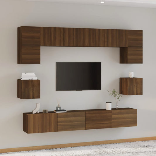 vidaXL 8 Piece TV Cabinet Set Brown Oak Engineered Wood