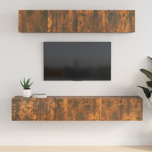vidaXL 5 Piece TV Cabinet Set Smoked Oak Engineered Wood