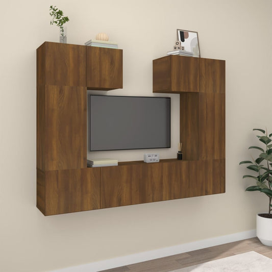 vidaXL 6 Piece TV Cabinet Set Brown Oak Engineered Wood