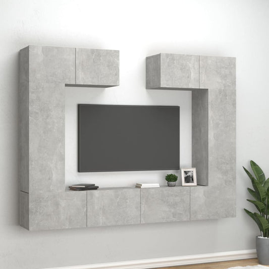 vidaXL 6 Piece TV Cabinet Set Concrete Grey Engineered Wood