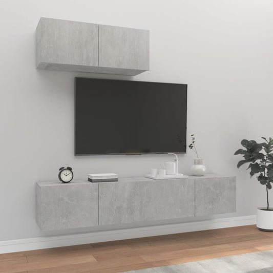 vidaXL 3 Piece TV Cabinet Set Concrete Grey Engineered Wood