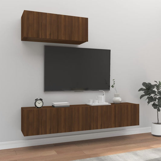 vidaXL 3 Piece TV Cabinet Set Brown Oak Engineered Wood
