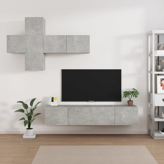 vidaXL 7 Piece TV Cabinet Set Concrete Grey Engineered Wood