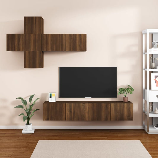 vidaXL 7 Piece TV Cabinet Set Brown Oak Engineered Wood