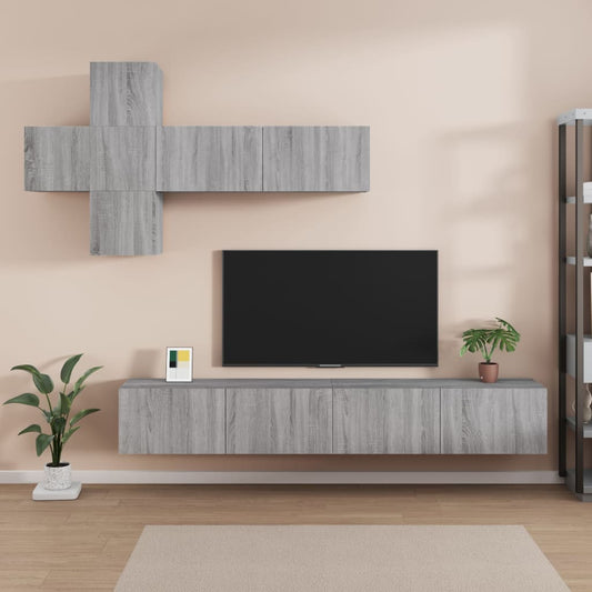 vidaXL 7 Piece TV Cabinet Set Grey Sonoma Engineered Wood