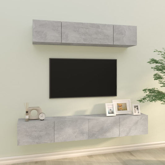vidaXL 4 Piece TV Cabinet Set Concrete Grey Engineered Wood