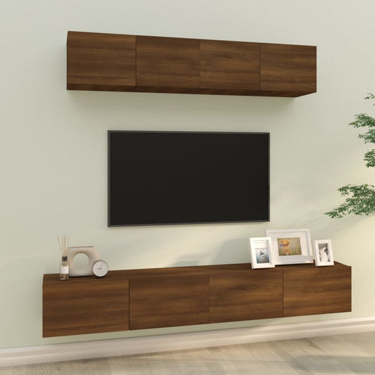 vidaXL 4 Piece TV Cabinet Set Brown Oak Engineered Wood