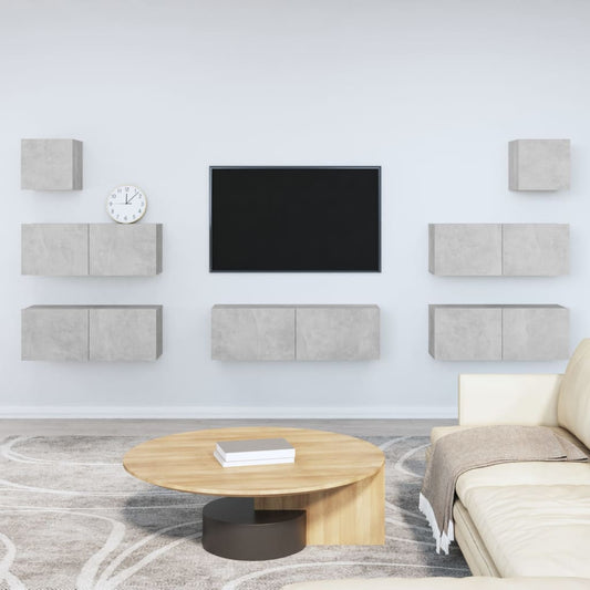 vidaXL 7 Piece TV Cabinet Set Concrete Grey Engineered Wood