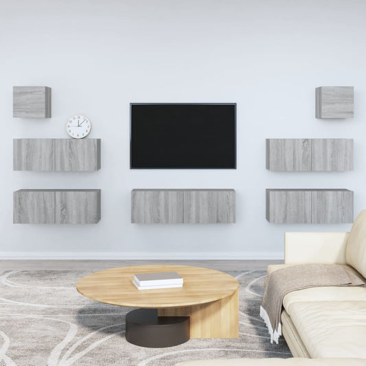 vidaXL 7 Piece TV Cabinet Set Grey Sonoma Engineered Wood