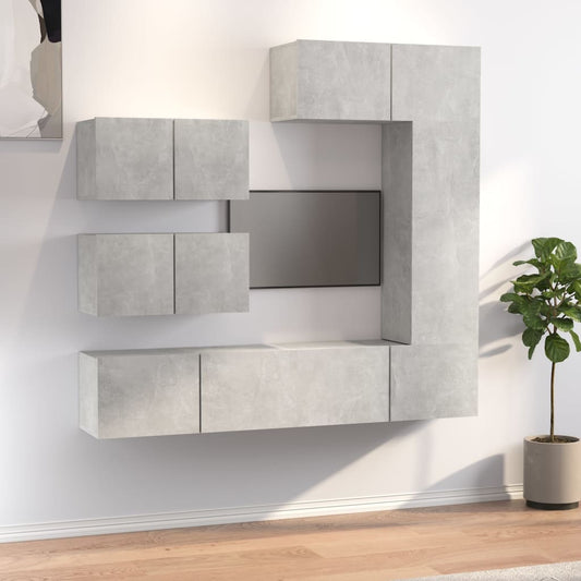 vidaXL 6 Piece TV Cabinet Set Concrete Grey Engineered Wood