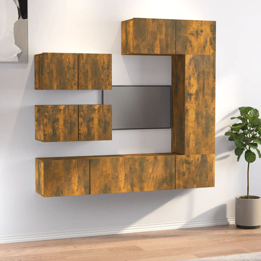 vidaXL 6 Piece TV Cabinet Set Smoked Oak Engineered Wood