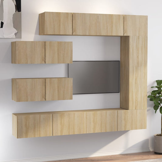vidaXL 7 Piece TV Cabinet Set Sonoma Oak Engineered Wood