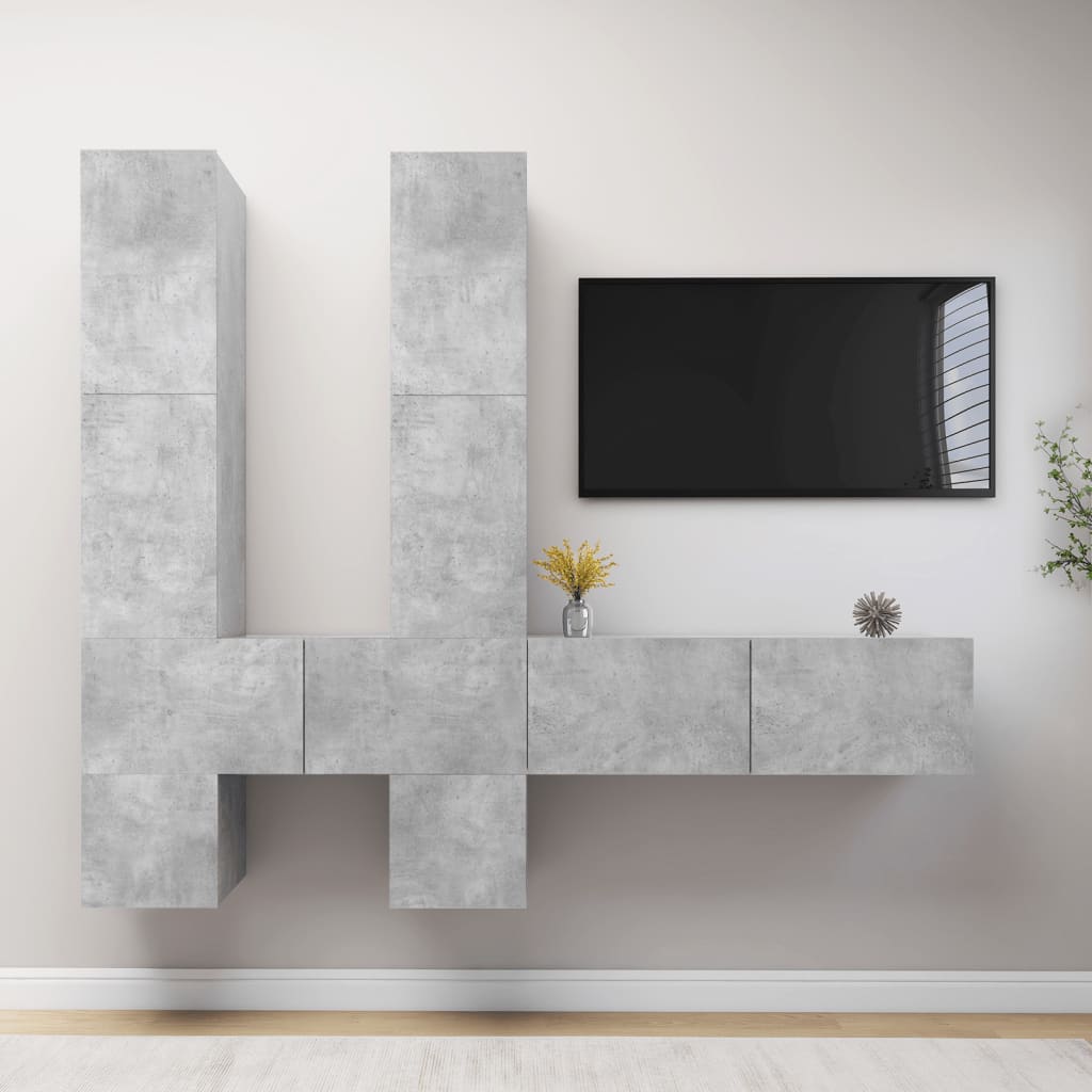 vidaXL Wall-mounted TV Cabinet Concrete Grey Engineered Wood