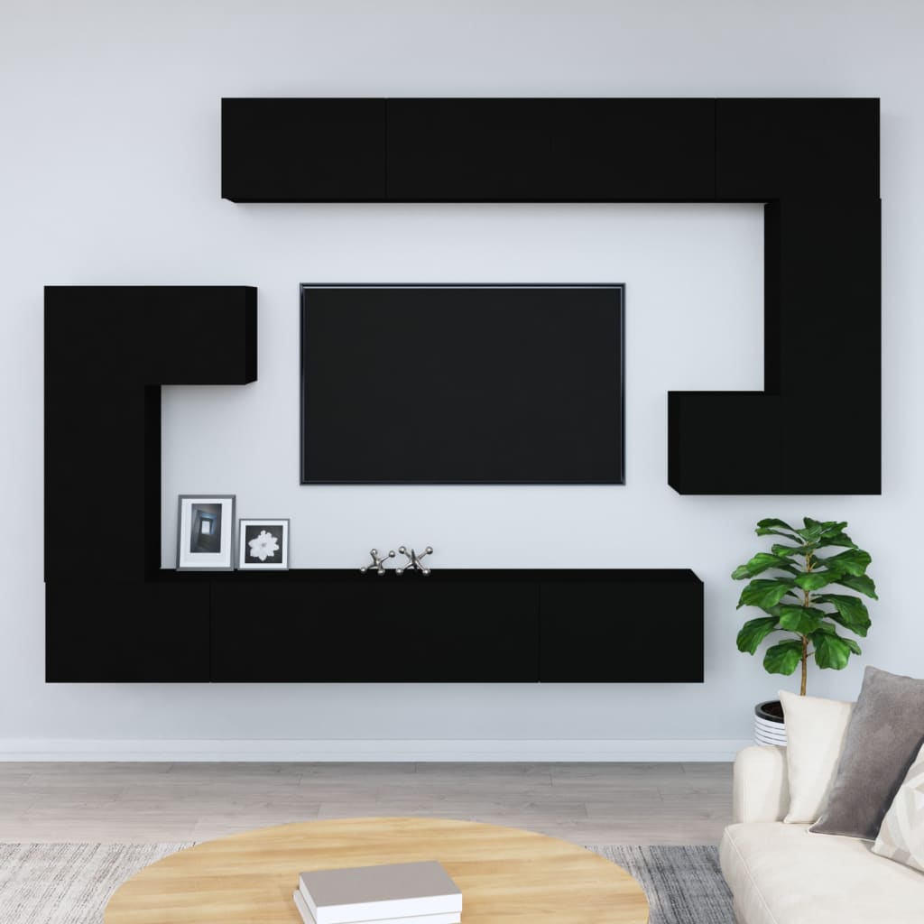 vidaXL Wall-mounted TV Cabinet Black Engineered Wood